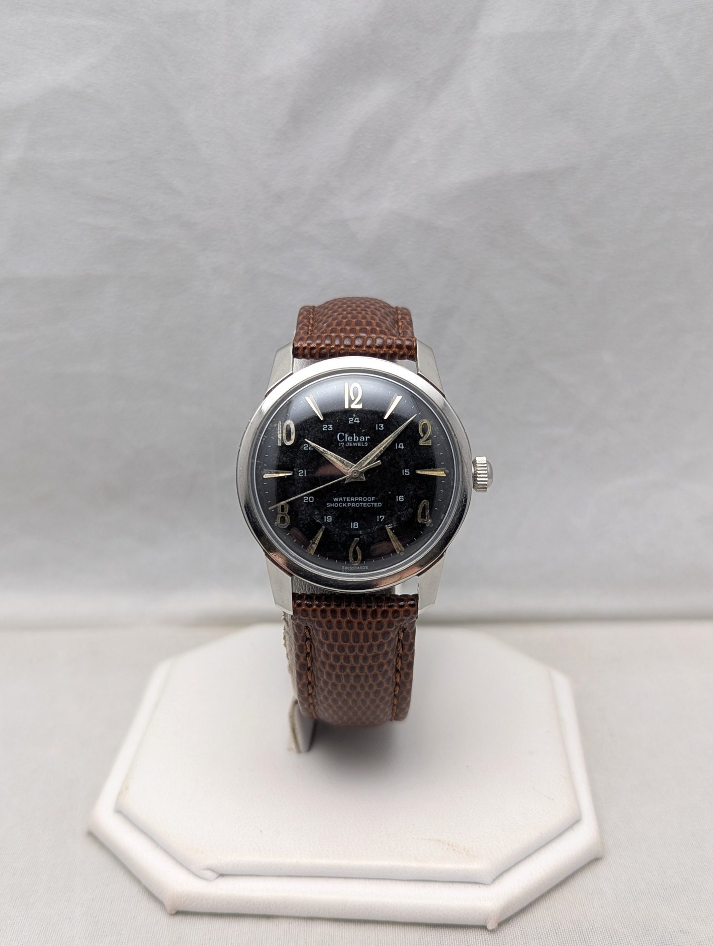 1960s Clebar 24 Hour Black Dial Watch