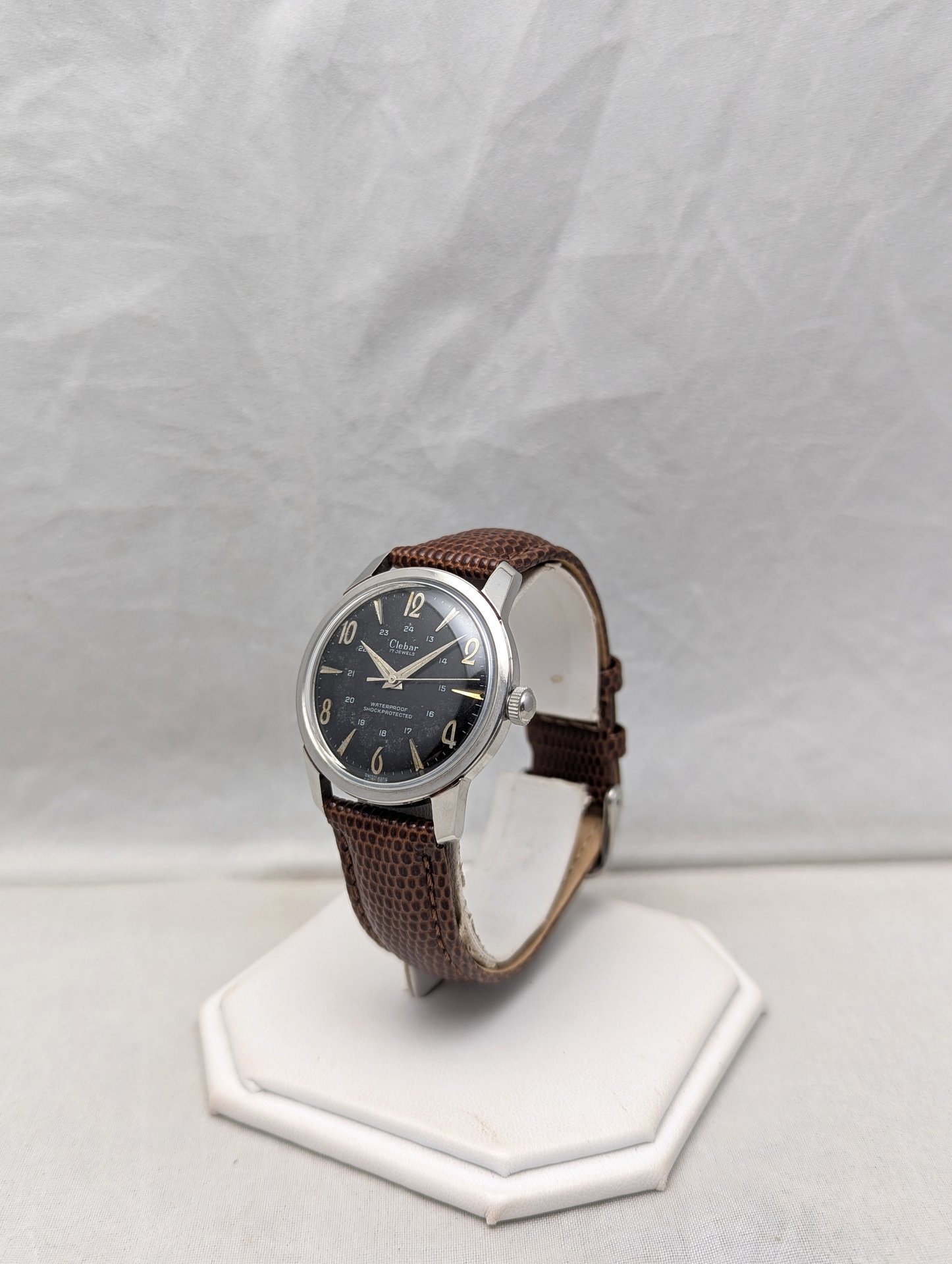 1960s Clebar 24 Hour Black Dial Watch