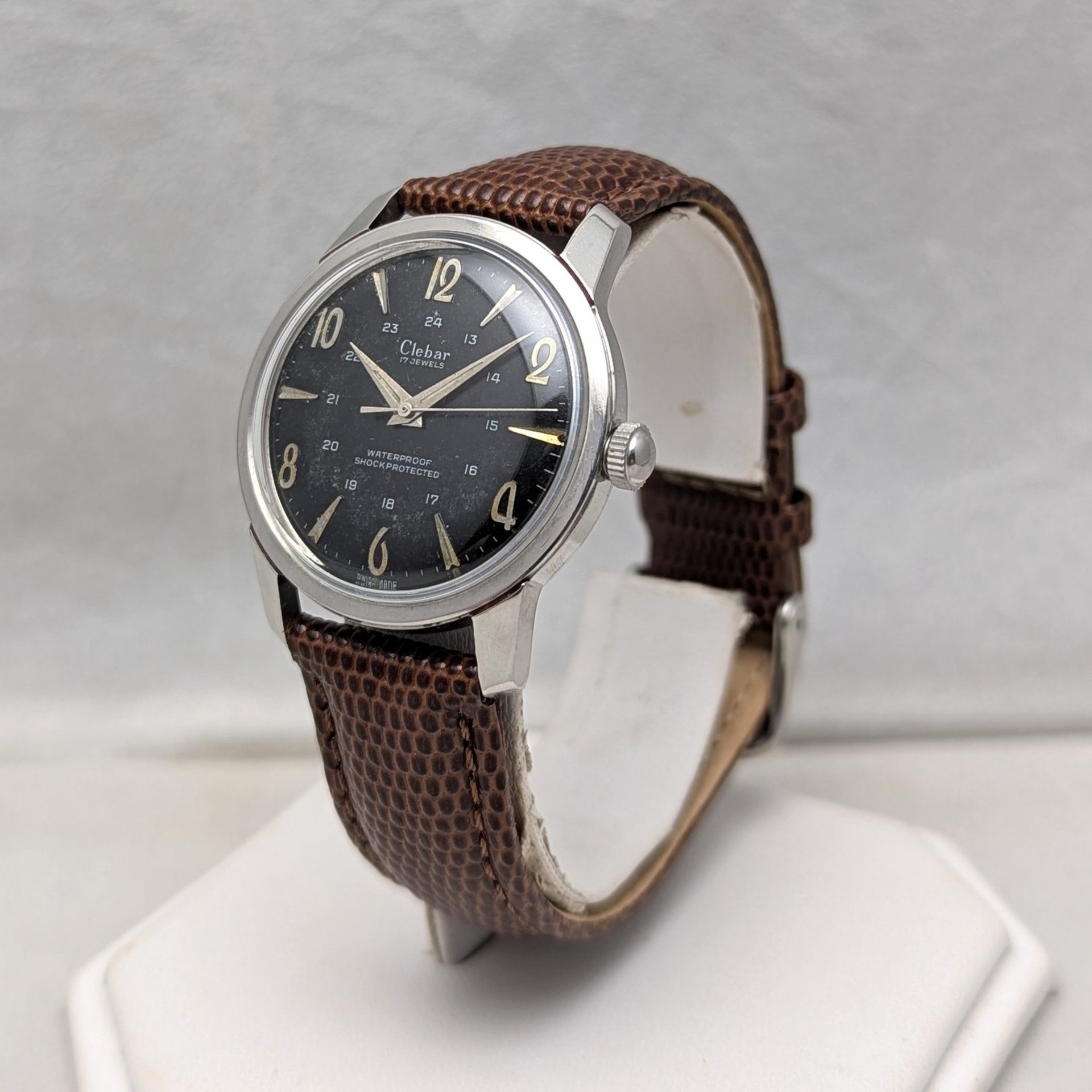 1960s Clebar 24 Hour Black Dial Watch