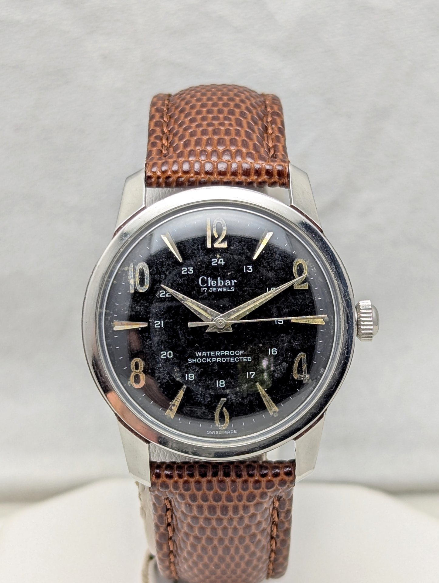1960s Clebar 24 Hour Black Dial Watch