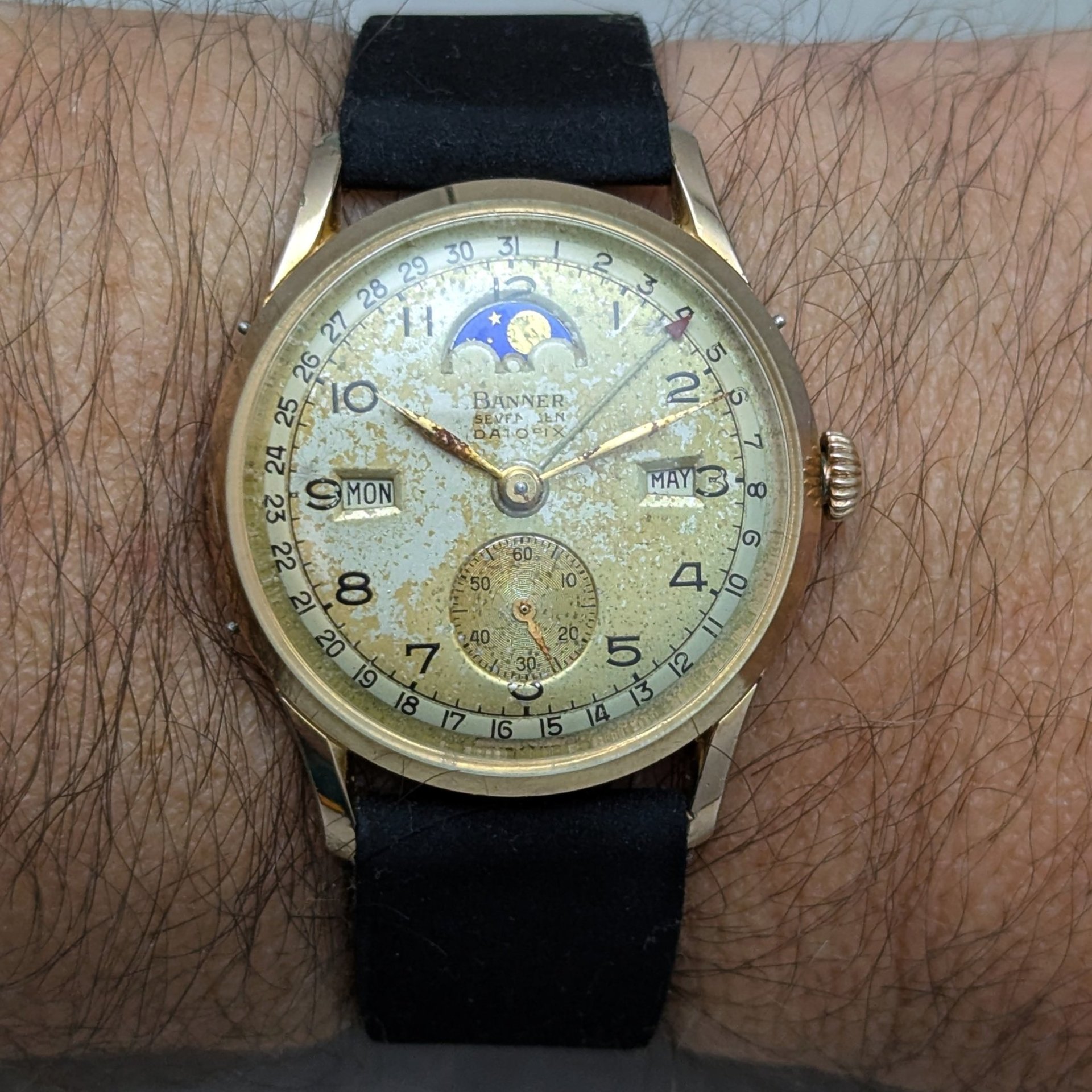 1948 Banner Datofix Triple Calendar Watch with Moon Phase