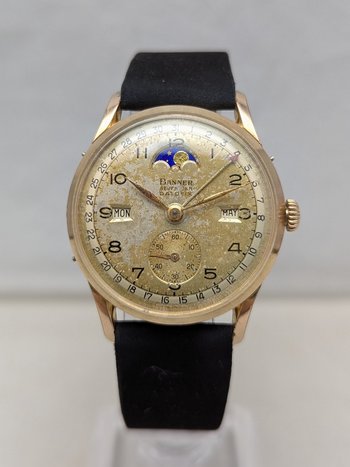 1948 Banner Datofix Triple Calendar Watch with Moon Phase